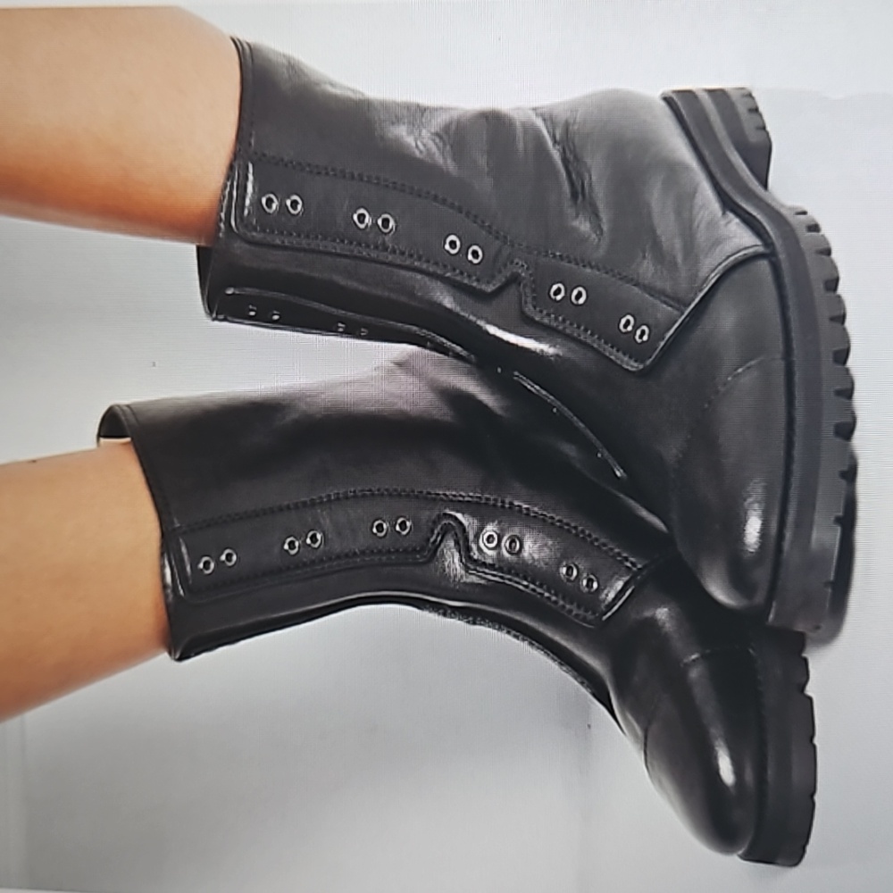 JIMMY CHOO: black leather Hatcher combat boots